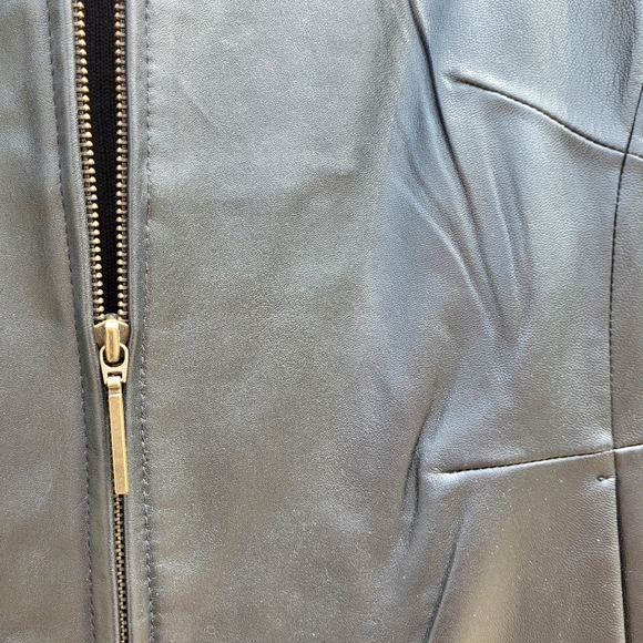 Black Leather Sweater Jacket Vtg - Picture 6 of 8